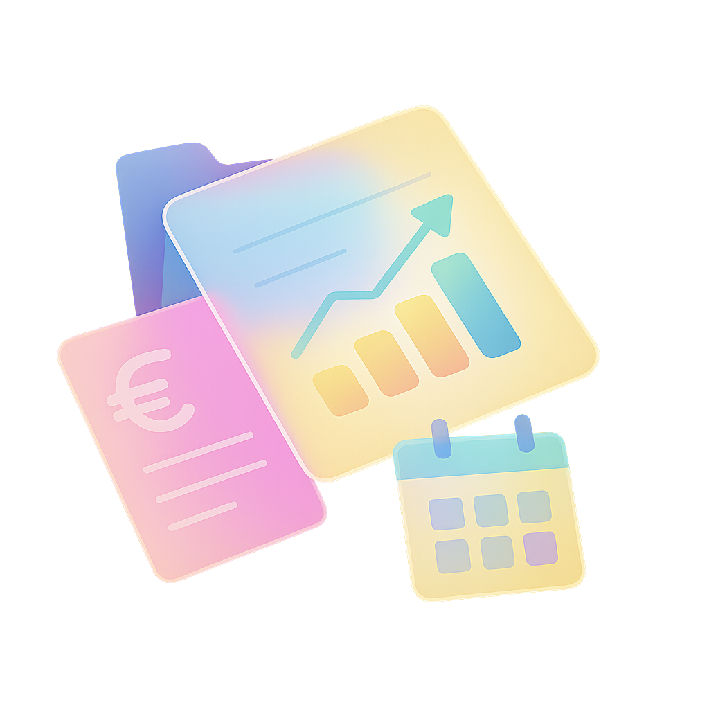 Ilustración moderna de documentos fiscales, calendario y gráficos financieros para asesoría fiscal en Canarias